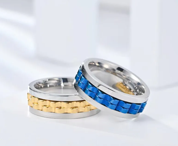 Stainless Steel Spinner Fidget Ring - Anxiety Relief for Men