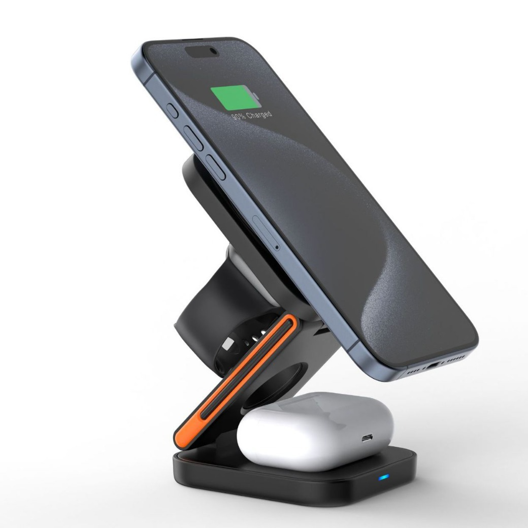 3-in-1 Folding Wireless Charger - Charge Phone, Watch & Earbuds at Once