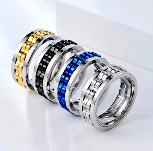 Stainless Steel Spinner Fidget Ring - Anxiety Relief for Men