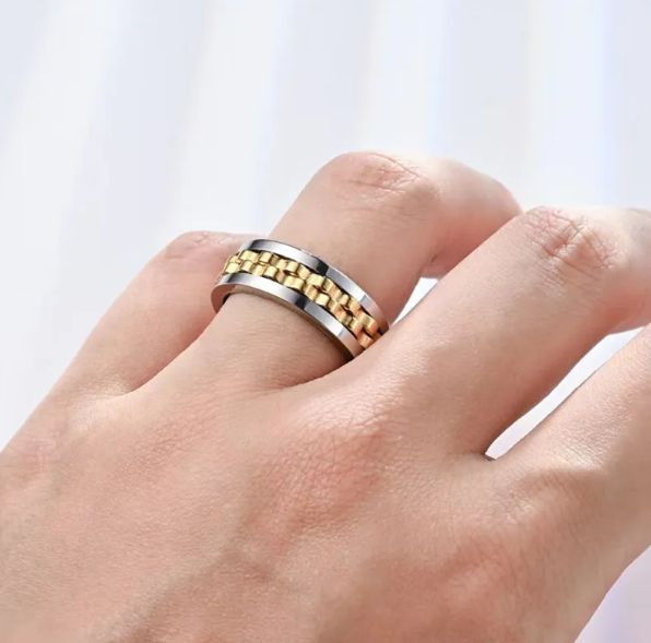 Stainless Steel Spinner Fidget Ring - Anxiety Relief for Men