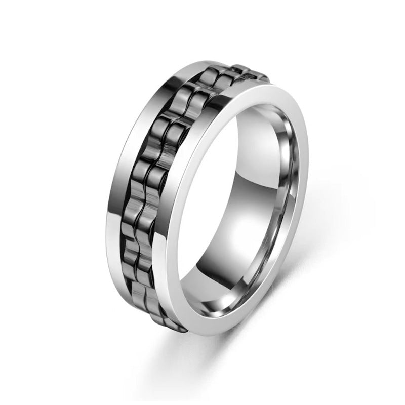Stainless Steel Spinner Fidget Ring - Anxiety Relief for Men
