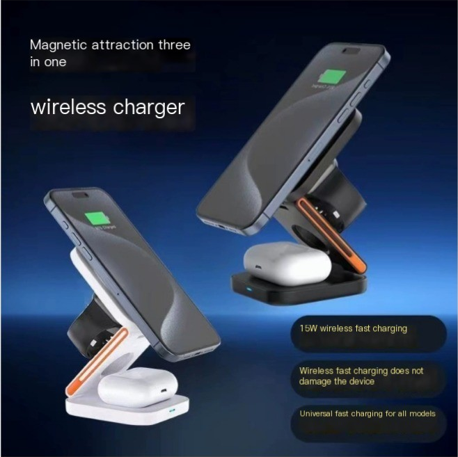 3-in-1 Folding Wireless Charger - Charge Phone, Watch & Earbuds at Once