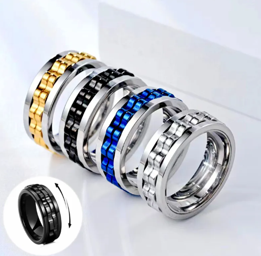 Stainless Steel Spinner Fidget Ring - Anxiety Relief for Men