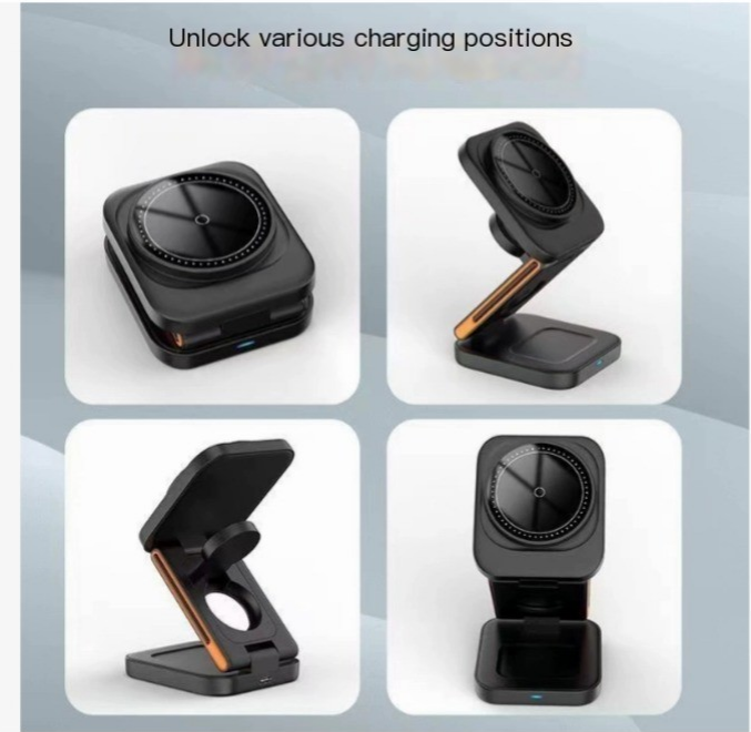 3-in-1 Folding Wireless Charger - Charge Phone, Watch & Earbuds at Once